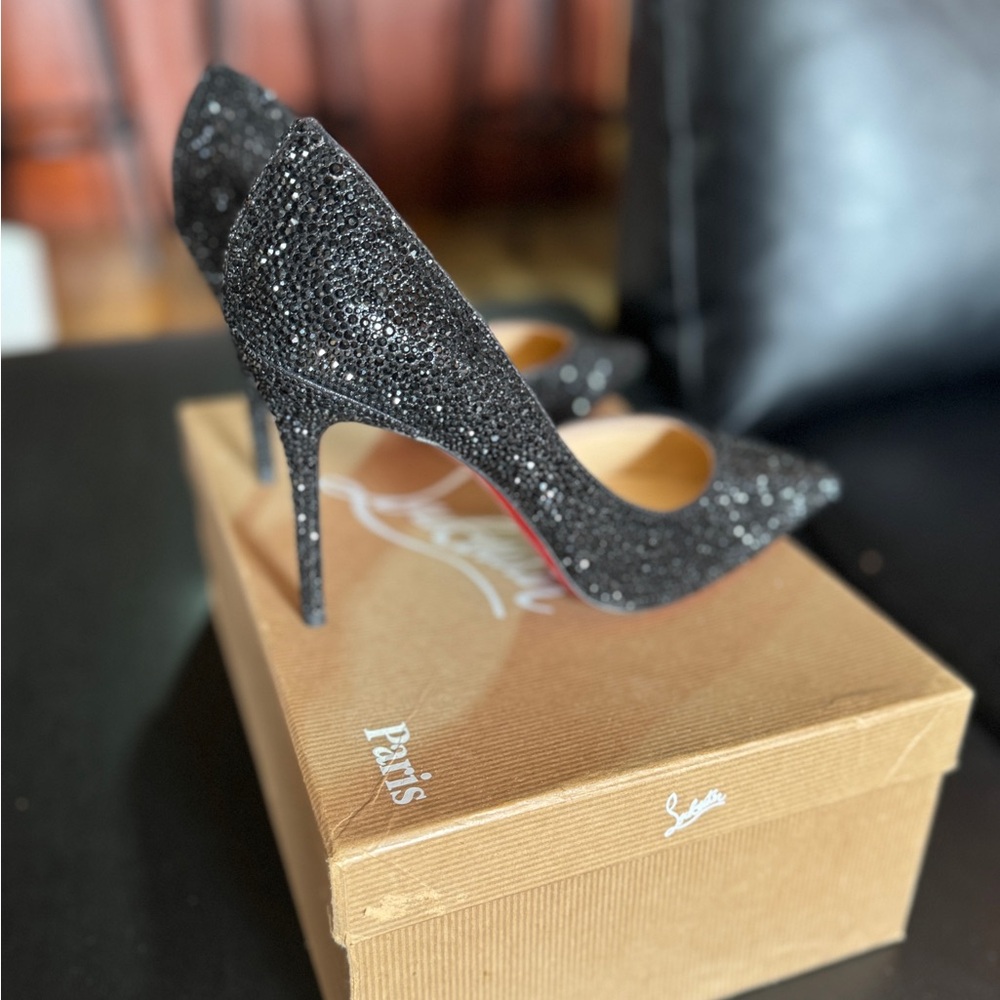 Christian Louboutin Black Glitter Heels - Picture 5 of 10
